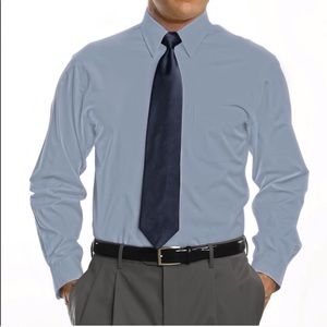 A. SANTONI Blue Point Collar Button Dress Shirt 🏆